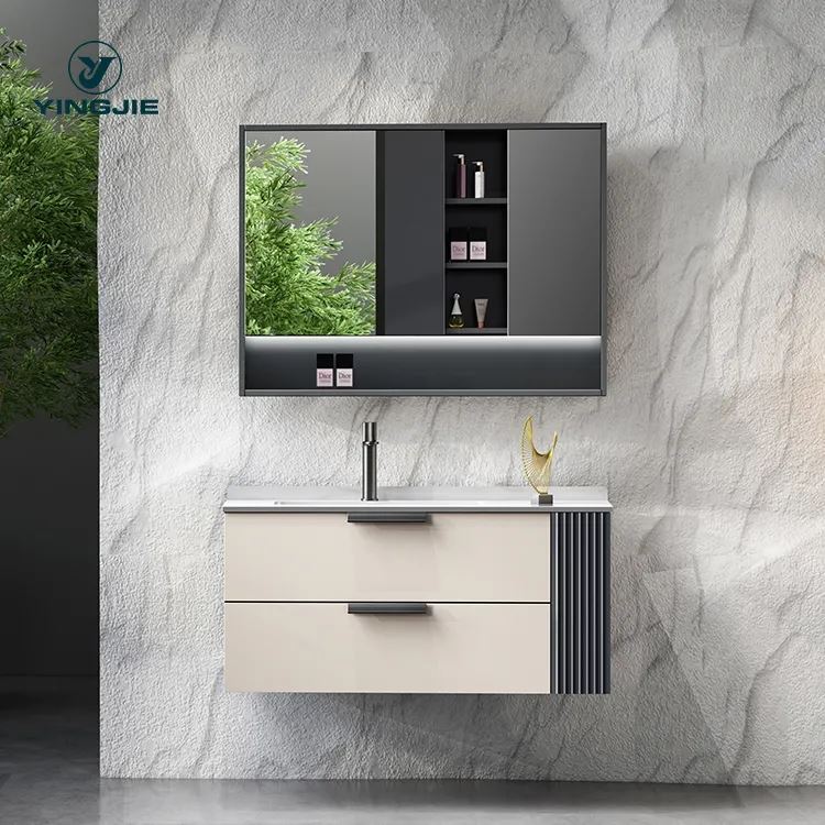 Wall Mounted Vanity Wash Basin Bathroom Cabinets With Mirror And Sink